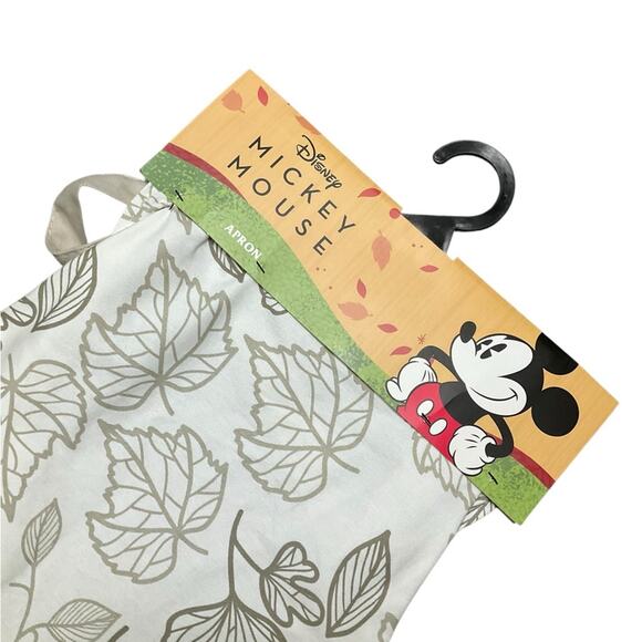 Disney Mickey Mouse Apron with Gray Fall Leaf Design NWT - Picture 3 of 5